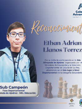 2do Lugar a Nivel Departamental - Ajedrez