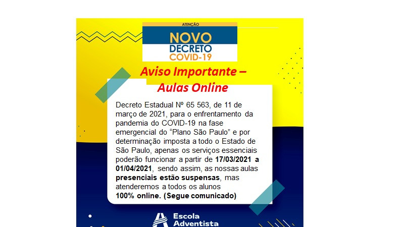 Aviso Importante - Aulas Online