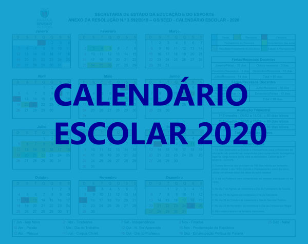 Calendário Escolar 2020